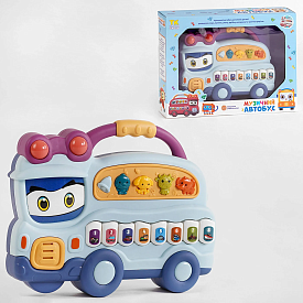Музичний автобус 91780-2 (72) "TK Group", УКРАЇНСЬКЕ ОЗВУЧУВАННЯ, блакитний колір, 4 режими, 4 мелодії, звук, світо, в коробці - 1 - smarttoys.com.ua
