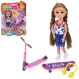 Лялька 618-05 шарнірна, самокат, скейт, лист, 16,5-23,5-4,5 см. - 1 - smarttoys.com.ua
