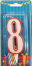 Свічка цифра "8" біла червоний контур - 1 - smarttoys.com.ua
