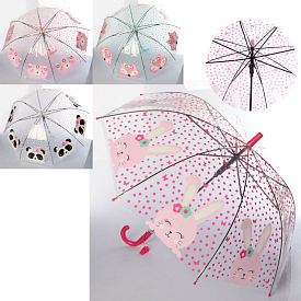 Парасолька дитяча MK 4145 довж. 66,5 см, тростина 61см, діам. 79 см, свисток, клейонка, 4 види, кул. - 1 - smarttoys.com.ua