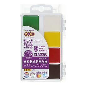 Акварель CLASSIC, 8 кол., без/п, пласт./кор., KIDS Line - 1 - smarttoys.com.ua