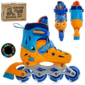 Ролики A4151-S-YL (31-34)розсувні,шнурівка+бакля,алюм.рама,колесаПУ64мм світло,устілка 20см.,жовт-бл - 1 - smarttoys.com.ua