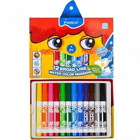 Фломастери 12 кольорів Super Washable Jumbo,1632-12CB,ТМ "Marco" - 1 - smarttoys.com.ua