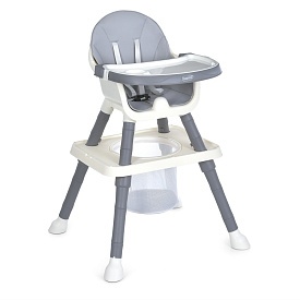 Стільчик M 6041 Gray для годув.мультифун.(висок.стілець,стілець+столик,лего стільниця)екошкіра,сірий - 1 - smarttoys.com.ua