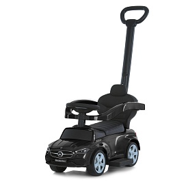 Каталка-толокар 668L-2 2в1 (батьків. ручка), підставка для ніг, шкіра, муз., бат., чорний. - 1 - smarttoys.com.ua