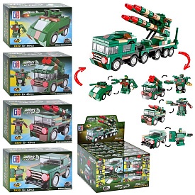 Конструктор 123-417/420 (240шт) військовий транспорт, від  43 дет, 20шт(4 вида) в дисплеї, 27-21,5-17см - 1 - smarttoys.com.ua