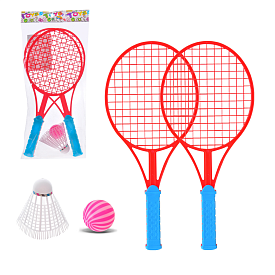 Набір для бадмінтону арт. 605-14 (480шт/4) 2 ракетки, воланчик і м'ячик пакет.4 кольори 17*3*36 см - 1 - smarttoys.com.ua