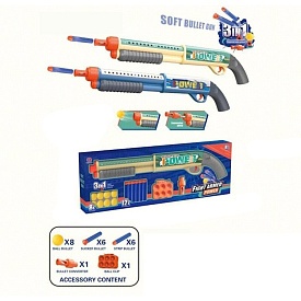 Рушниця 6029C 3в1 (м'які кулі 6шт.,м'які кулі-присоски 6шт.,м'які кульки 8шт.),2 кольори,кор.,56-23 - 1 - smarttoys.com.ua