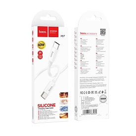 Кабель USB Hoco X87 Magic silicone 60W Type-C to Type-C (Бiлий) - 1 - smarttoys.com.ua