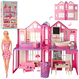 Будиночок DEFA 8440 2поверхи,85-в70-39,5см., меблі, лялька, світло, бат.(таб.),кор.,41-72-17,5см. - 1 - smarttoys.com.ua