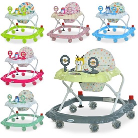 Ходунки M 3168-1 тварини, стопор, 6 кольорів, муз., світло,колеса 8шт, кор. - 1 - smarttoys.com.ua