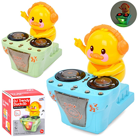 Музична іграшка 6622B каченя-діджей, їздить, 2 кольори, муз., світло, бат., кор., 14-16-11 см. - 1 - smarttoys.com.ua