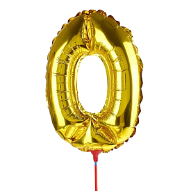 Фольгована кулька цифра "0" золото на паличці 35см Китай - 1 - smarttoys.com.ua