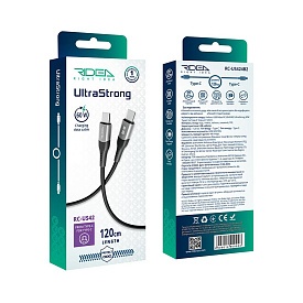 Кабель USB Ridea RC-US42 UltraStrong Type-C to Type-C 60W 1.2m (Чорний) - 1 - smarttoys.com.ua