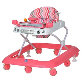 Ходунки M 6061-8 колеса 8 шт., стопор 2 шт., муз., світло, рожевий. - 1 - smarttoys.com.ua