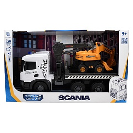 Ігровий набір серії "Super Big Truck" – АВТОКРАН SCANIA З ЕКСКАВАТОРОМ (світло, звук) - 1 - smarttoys.com.ua