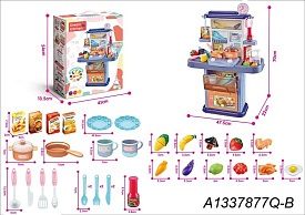 Кухня 777-7  плита, мийка-ллється вода (механіч.), посуд, продукти, муз.,світло,бат.,кор.,41-54-14см - 1 - smarttoys.com.ua