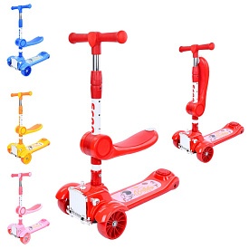 Самокат JR 3-089 MAXI, 3в1(біговел) метал+пл., 4 кольори, колеса ПУ-світло, муз.  - 1 - smarttoys.com.ua