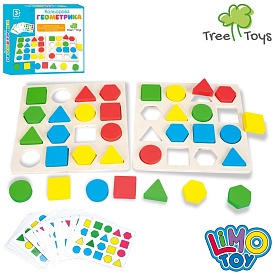 Дерев'яна іграшка Геометрика MD 1923  ігрове поле, фігури, картки, кор., 21-17,5-3,5 см. - 1 - smarttoys.com.ua