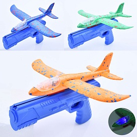 Літак TD202375 на запуску (пістолет), пінопласт., мікс кольорів, світло, бат. (таб.), кул.,15-23-4см - 1 - smarttoys.com.ua
