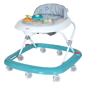 Ходунки ME 1049 HAPPY Sky Blue колеса 8 шт., муз., світло, бат., блакитний, 64-60-54 см. - 1 - smarttoys.com.ua