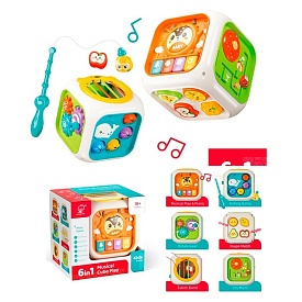 Гра 987 куб, 6в1, бізікуб,шестерні,сортер,грань-резинки,фігури,лабіринт,піаніно,риболов.,муз.,світло - 1 - smarttoys.com.ua