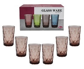 Набір склянку. скляний №DKB-3 в уп.6шт Фіолет (13*8*6.5)cm ЦІНА ЗА 6 СТАКАНІВ - 1 - smarttoys.com.ua