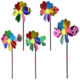 Вітрячок MR 1353 квітка, діам. 20,5 см., паличка, 5 видів (комахи, павич), кул., 24-22-3 см. - 1 - smarttoys.com.ua