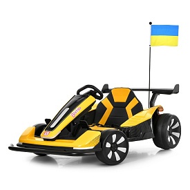 Електрокарт M 6311EBLR-6(24V)радіокер.2,4G,2мотори150W,2акум12V12AH,EVA,MP3,TF,BLUETOOTH,муз.,жовтий - 1 - smarttoys.com.ua