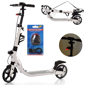 Самокат SR 2-015-3-W дорос.,алюм.+сталь,кол.2штПУ200мм,регул.кермо91/102см, диск.гальмо,світло,білий - 1 - smarttoys.com.ua