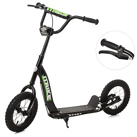 Самокат SR 2-043-1-B підлітковий, 2 кол.-гума 12д, кермо, до 60 кг, підніжка, ручні гальма, чорний. - 1 - smarttoys.com.ua