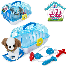 Тварина 8662 собака (плюш), ходить, набір ветеринара, переноска, муз., бат., кул., 26-19,5-17 см. - 1 - smarttoys.com.ua