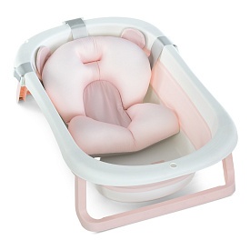 Ванночка ME 1151 PLUS Peony Pink дитяча з термометром,вкладиш,силікон,складана 78,3*49,3*20,5,рожев. - 1 - smarttoys.com.ua