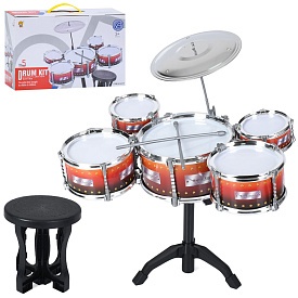 Барабан 4011T  5шт, барабанна установка, стільчик,кор., 39,5-24,5-13,5см - 1 - smarttoys.com.ua