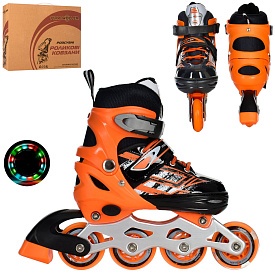 Ролики A 4144-S-OR (31-34) розсув.,шнур.+бакля,ал.рама,кол.ПУ64мм,1світло,помаран.,кор.34,5-27-10см. - 1 - smarttoys.com.ua