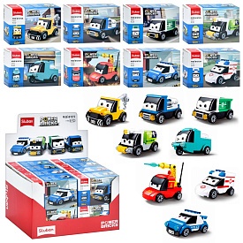Конструктор SLUBAN M38-B1072 машинки, інерц., від 37дет., кор., 16шт. (8 видів)в диспл.,28,5-19-19см - 1 - smarttoys.com.ua