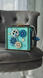 Бізікуб 15х15х15 см з дзеркалом бірюзовий - 16 - smarttoys.com.ua