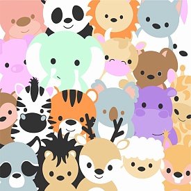 Картина за номерами Strateg ПРЕМІУМ Смішні тваринки з лаком та з рівнем розміром 30х30 см (ES-0848) - 1 - smarttoys.com.ua