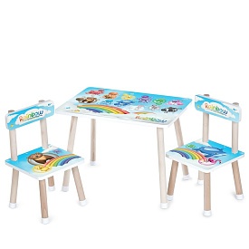 Столик M 501-2 2 стільчика, дерев'яний, тварини, райдуга - 1 - smarttoys.com.ua