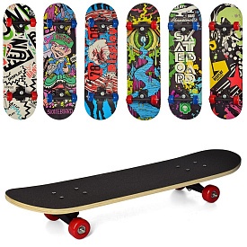 Скейт MS 0354-3 пласт. підвіска, колеса ПВХ, 7 шарів, 6 видів, розібраний, кул., 70,5-20 см - 1 - smarttoys.com.ua