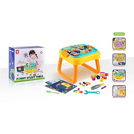Ігровий столик 835 (18) мозаїка, дошка пиши-витирай, болтики, викрутка, геометричний сортер, пазл, годинник, цифри й математичні знаки, в коробці - 1 - smarttoys.com.ua