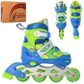 Ролики A 4141-S-BL(31-34) розсув., шнурівка+бакля, ал.рама, кол.ПУ70мм., 1 світло, синій, кор. - 1 - smarttoys.com.ua