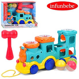 Каталка PL5233 на шнурі, поїзд, 30см, стукачка, рух.і деталі,кульки 3шт, молоток, в кор.35,5-25-11см - 1 - smarttoys.com.ua