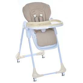 Стільчик M 3233L Taupe Beige для годув., 3 полож.спинки та підніжки, 4 колеса,кошик,екошкіра,бежевий - 1 - smarttoys.com.ua