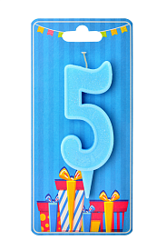 Свічка для торта  "Цифра 5" блакитна - 1 - smarttoys.com.ua
