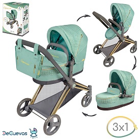 Візок 81773 для ляльки, трансформер, 3в1, люлька, кошик, сумка, мет., кор., 41-54-14 см. - 1 - smarttoys.com.ua