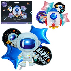 Повiтрянi кульки MK 5650 космос,Happy Birthday,наб.5шт.(куля 2шт,зірка 2шт),2види,кул.,22-16,5-0,5см - 1 - smarttoys.com.ua