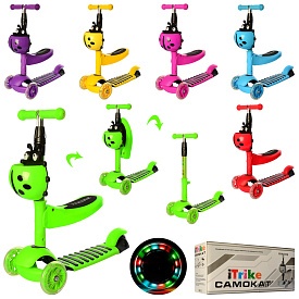 Самокат JR 3-054-F MAXI,3в1(біговел),сталь+пл,кол.3штПВХ,2пер.120мм-світ.,кермо,кошик,6кольорів,кор. - 1 - smarttoys.com.ua