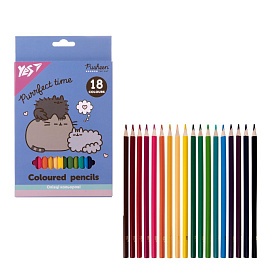 Олівці кольорові Yes 18 кол. "Pusheen" - 1 - smarttoys.com.ua