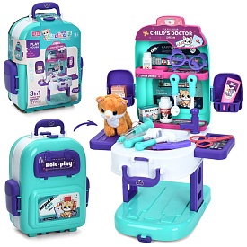 Набір гральний «грумер» T2157-9 набір лікаря,3 в1(стіл,чемодан),кіт(плюш),27пр.,карт.обг.,23-31-13,5 - 1 - smarttoys.com.ua